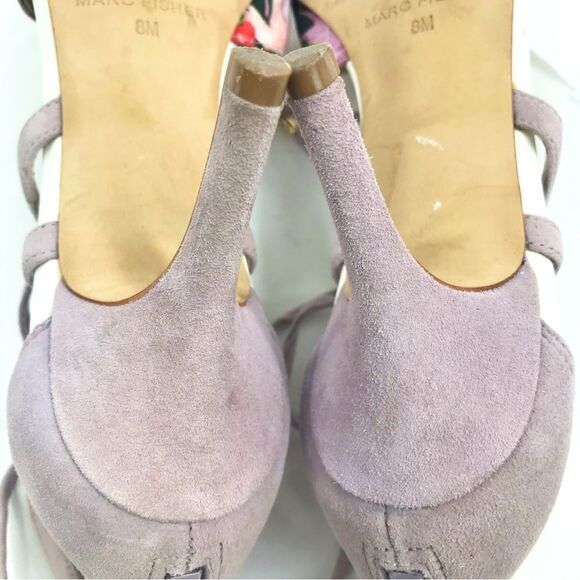Marc Fisher TRUTHE Colorful Floral Pointed Toe Faux Lavender Suede Zip Back Heel - Picture 12 of 16